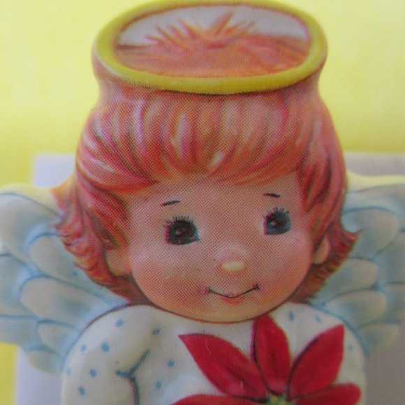 Poinsettia Angel Brooch Resin Angel With A Poinsettia Plant Angel Brooch - Picture 7 of 10